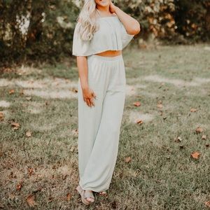 Lulu’s Birch Sage Green Two-Piece Jumpsuit